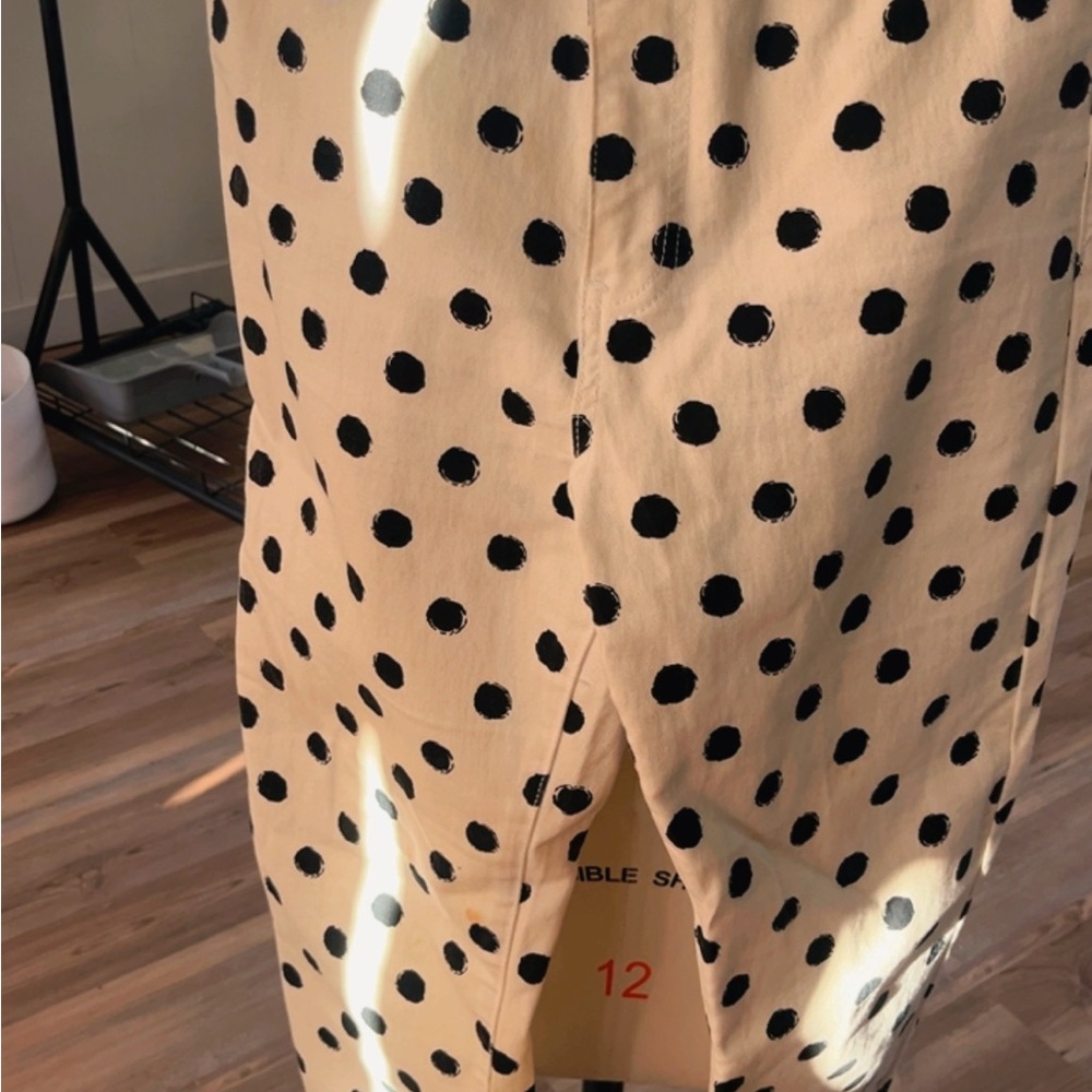 Forever 21 Cream Skirt with Black Polka Dots